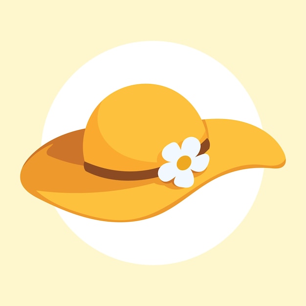 Un sombrero amarillo de verano con un delicado adorno de flores blancas