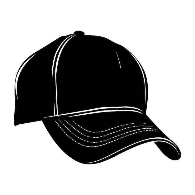 Vector sombrero de béisbol de silueta sólo color negro