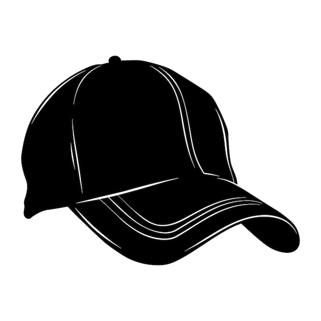 Vector sombrero de béisbol de silueta sólo color negro