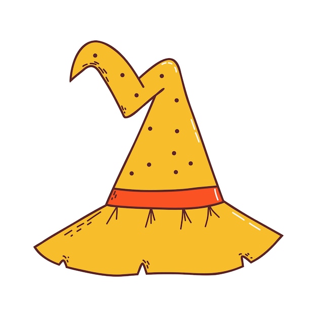 Sombrero de bruja Elemento de Halloween Concepto de truco o trato Ilustración vectorial en estilo dibujado a mano