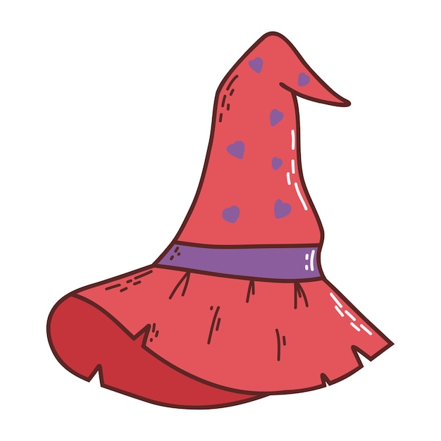 Sombrero de bruja elemento de halloween concepto de truco o trato ilustración vectorial en estilo dibujado a mano