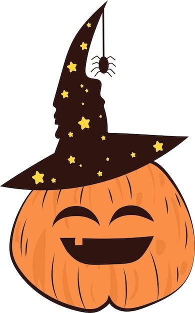 Sombrero de bruja estrella y calabaza de halloween