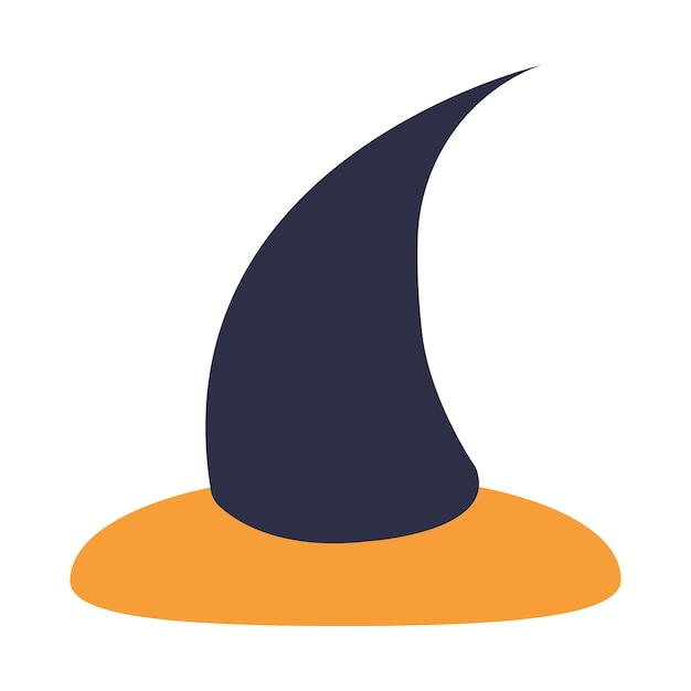 Sombrero de bruja de Halloween aislado sobre fondo blanco. Vector de Víspera de Todos los Santos.