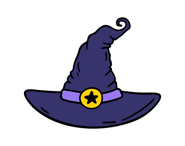 Sombrero de bruja icono de Halloween dibujado a mano dibujado de dibujos animados púrpura sombrero de Bruja dibujado símbolo de clip