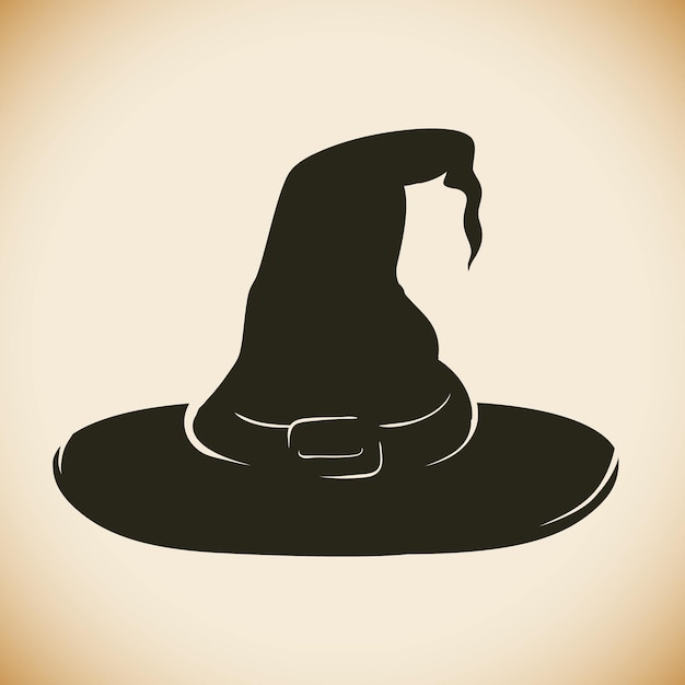 Sombrero de bruja en silueta oscura ilustración vectorial