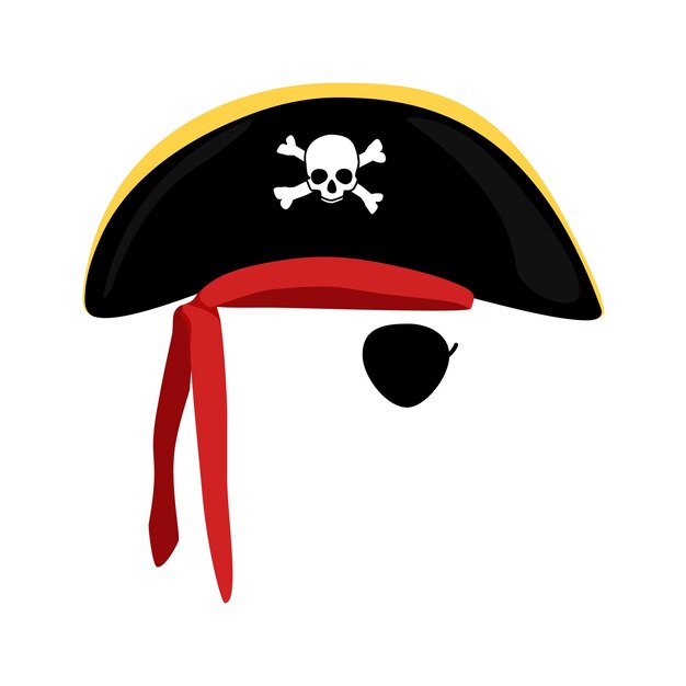 Sombrero de capitán pirata con una calavera y tibias cruzadas Vector