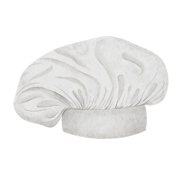 Sombrero de chef blanco Sombrero de panadero Utensilios de cocina Ilustración acuarela Aislado