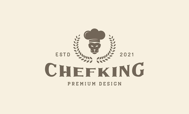 Sombrero de chef con diseño de ilustración de icono de vector de logotipo de león