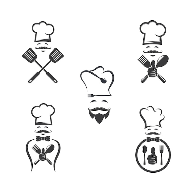 Sombrero chef logo vector ilustración diseño