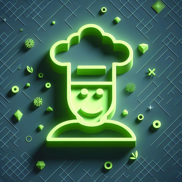 Un sombrero de chef verde con una sonrisa en él