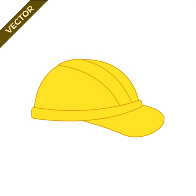 Sombrero de construcción de línea amarilla Ilustración vectorial con tema de construcción Trabajo