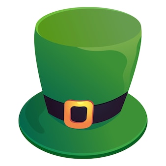 Sombrero de copa verde con hebilla de oro ilustración vectorial de un sombrero verde sobre un fondo blanco