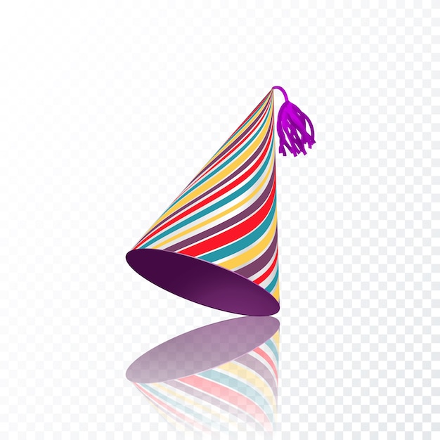 Sombrero de cumpleaños con textura de rayas de colores