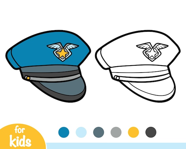 Sombrero de dibujos animados de libro para colorear Sombrero de policía