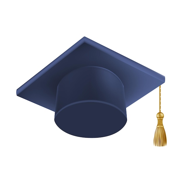 Sombrero de doctorado de graduación 3D azul realista