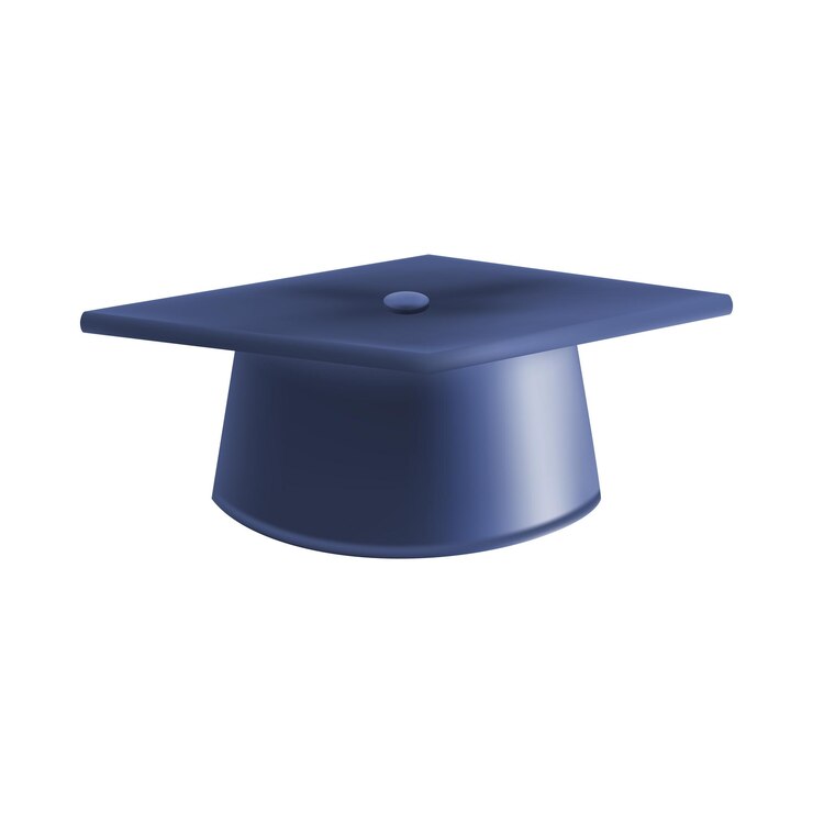 Vector sombrero de doctorado de graduación 3d azul realista