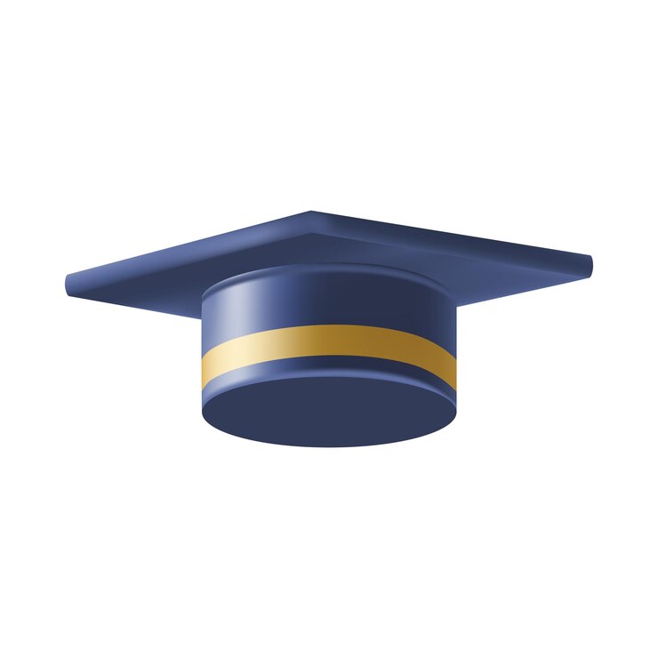Vector sombrero de doctorado de graduación 3d azul realista