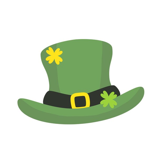 Sombrero de duende verde afortunado para el día de San Patricio Símbolo festivo irlandés Estilo de dibujos animados Clipart aislado