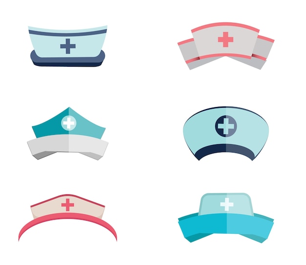 Vector sombrero de enfermera con cruz ilustración aislada sobre fondo blanco gran colección icono plano mínimo