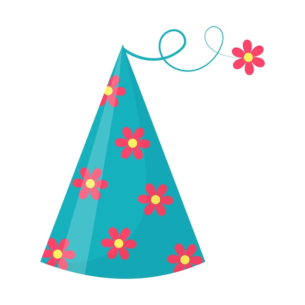 Sombrero de fiesta Cap de cono de cumpleaños lindo en colores brillantes Cap de papel festivo aislado sobre fondo blanco