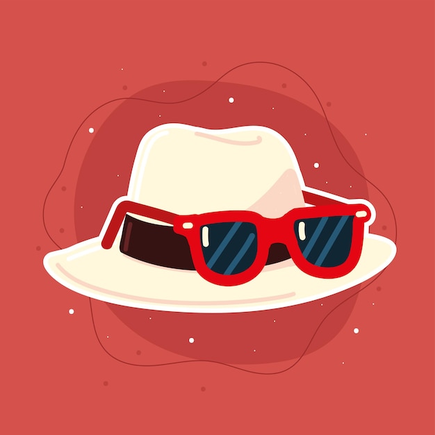 Vector sombrero con gafas de sol