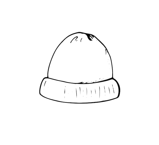 Sombrero de gorro dibujado a mano sombrero de punto de invierno ilustraciones vectoriales de estilo doodle aisladas sombreros de lana