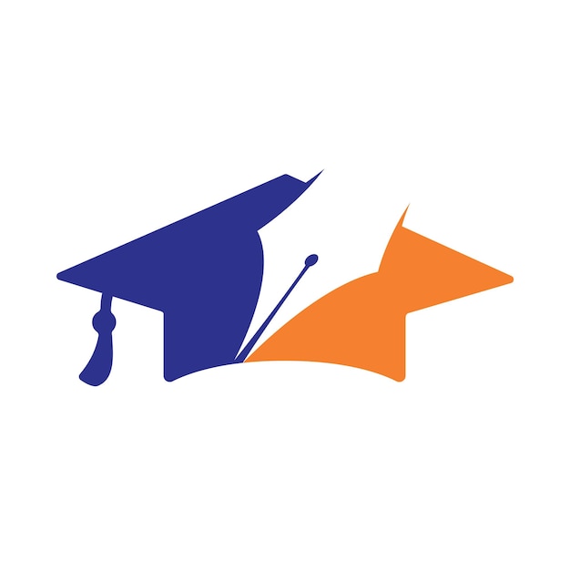 Sombrero de graduación con diseño de vector de icono de pluma