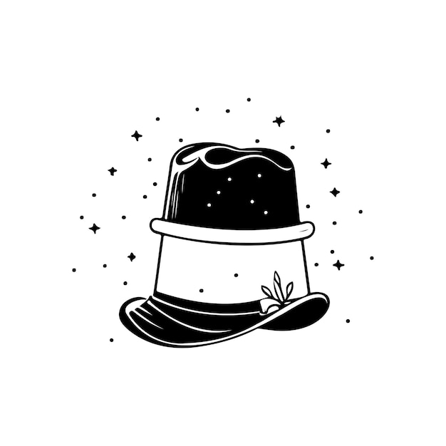 Vector sombrero icono dibujo a mano tela de color negro logotipo de invierno elemento vectorial y símbolo