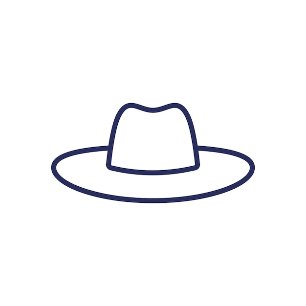 sombrero con icono de línea de borde ancho en blanco