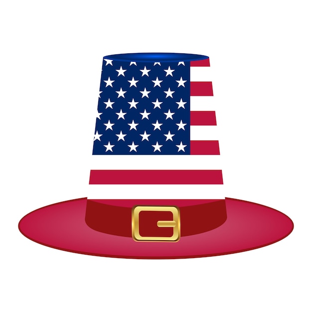 Sombrero con imagen de bandera americana en vector de fondo blanco
