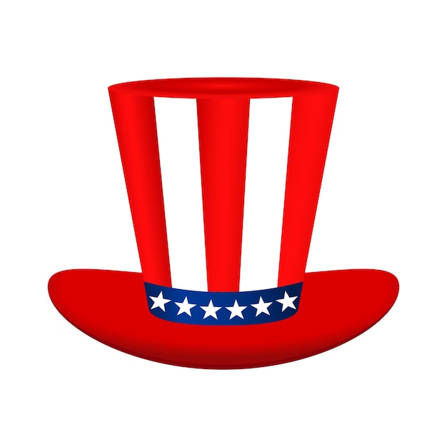 Sombrero con imagen de bandera americana en vector de fondo blanco