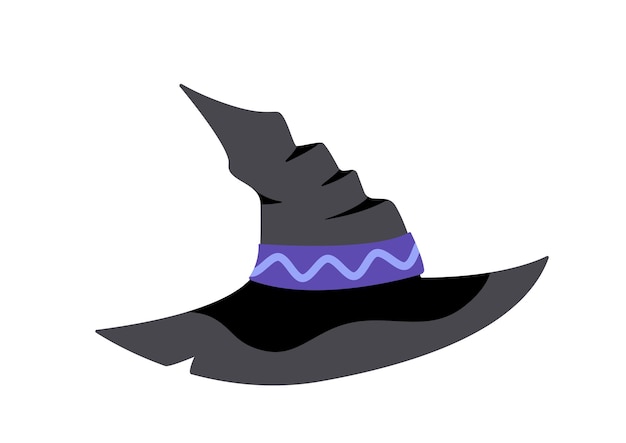 Sombrero de mago y bruja. Sombrero. Víspera de Todos los Santos. Dibujos animados, plano, vector