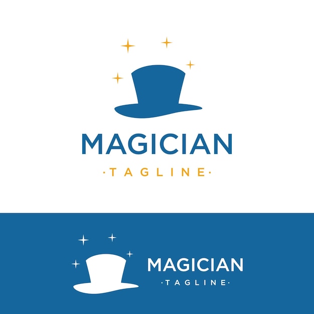 Sombrero de mago simple con diseño de plantilla de logotipo de signo de estrella con idea creativa