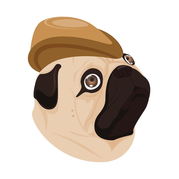 Vector sombrero marrón perro sobre fondo blanco