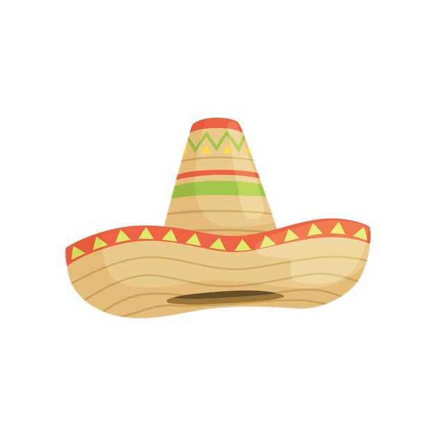 Sombrero mexicano sombrero símbolo tradicional de méxico vector ilustración sobre un fondo blanco