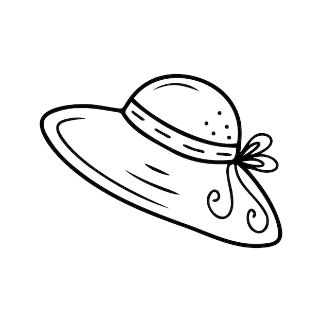 Sombrero de mujer dibujado a mano aislado en un fondo blanco