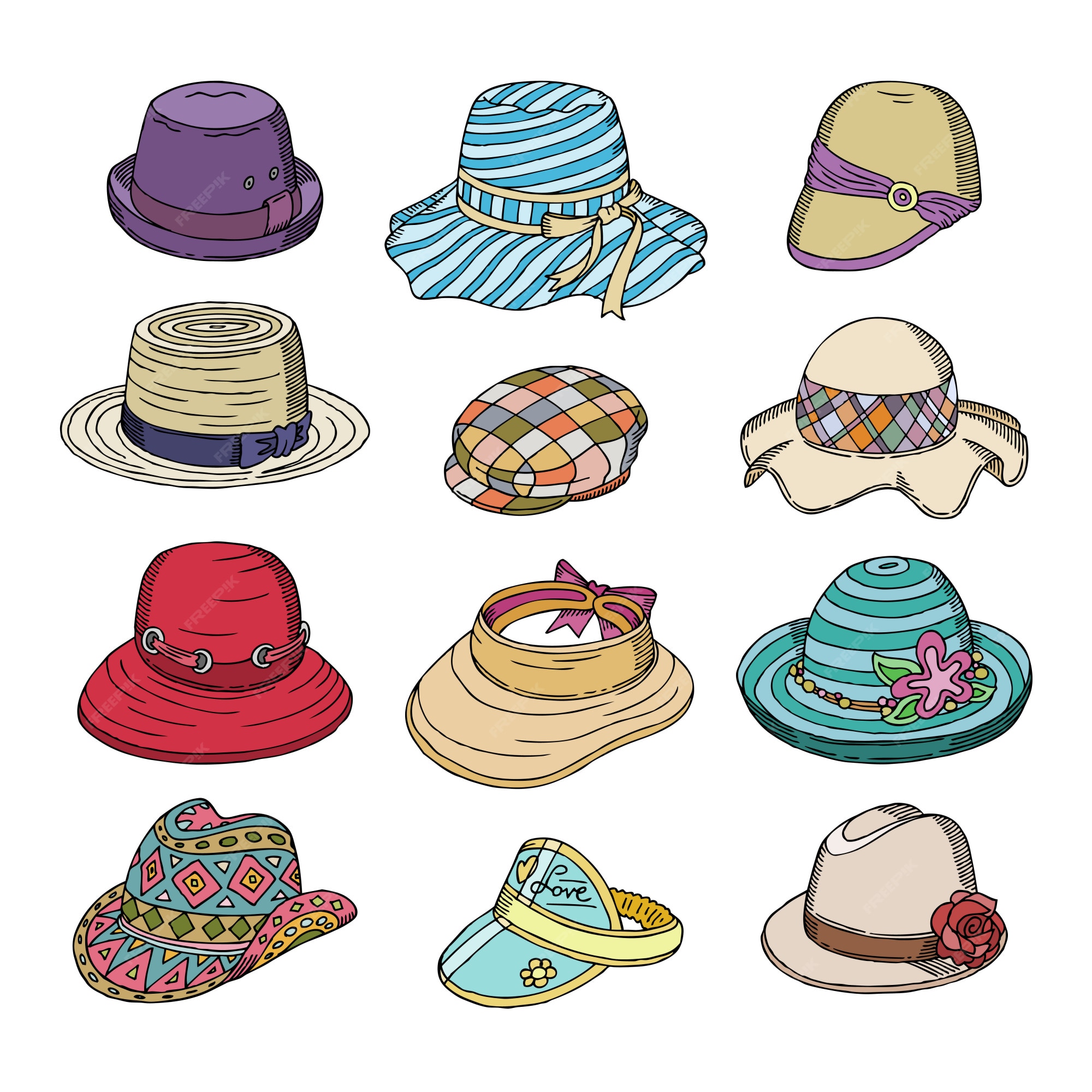 Río arriba controlador secuestrar Sombrero de mujer, ropa de moda, tocados o sombreros y accesorios femeninos  elegantes ilustración auriculares de dama-tocado o tocado de verano sobre  fondo blanco. | Vector Premium