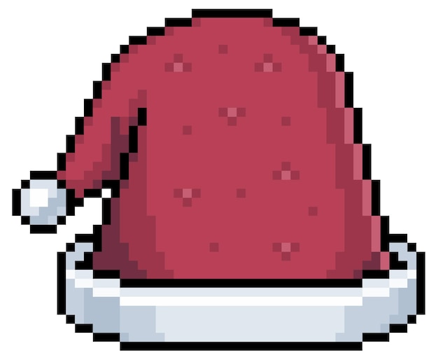 Sombrero de navidad de pixel art, sombrero de santa. elemento de juego de bits