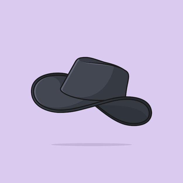 Vector un sombrero negro con una banda negra y la palabra sombrero en él diseño de ilustración de vector de sombrero de niño de vaca