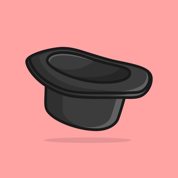 Sombrero negro de estilo dibujos animados con ilustración vectorial de fondo de color claro