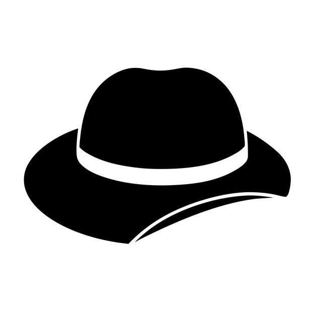 un sombrero negro con una franja blanca en él