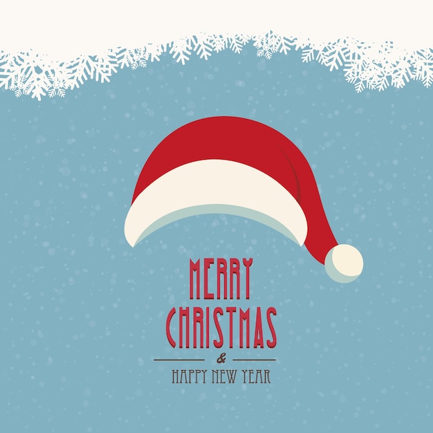 Sombrero de Papá Noel Feliz Navidad Con fondo nevado
