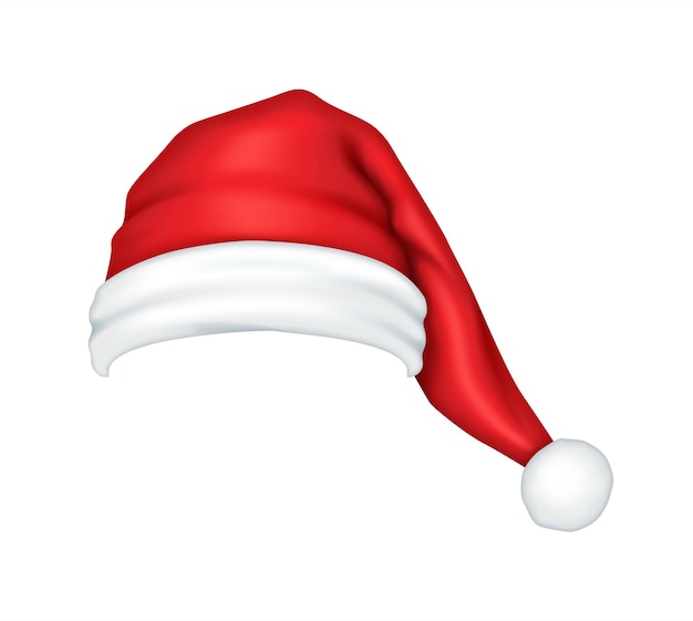 Sombrero de Papá Noel en Navidad Ilustración vectorial realista