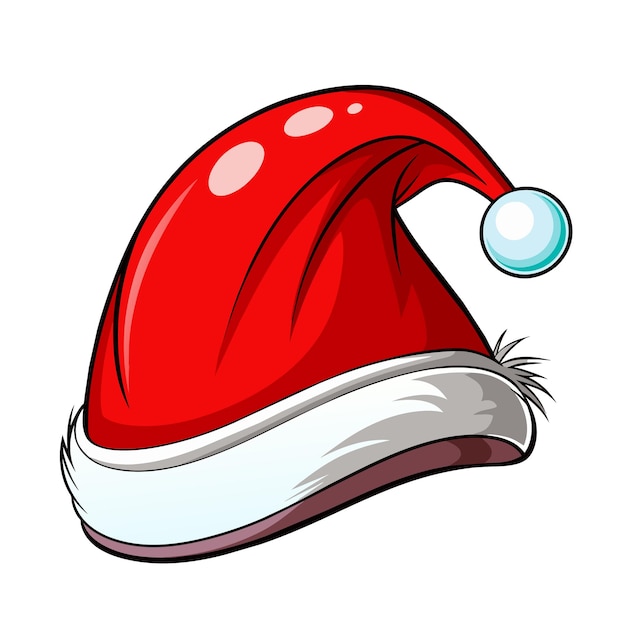 Vector sombrero de papá noel con piel sobre un fondo blanco