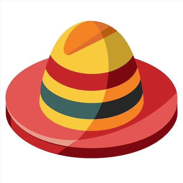 un sombrero rojo y amarillo con una franja roja y amarilla