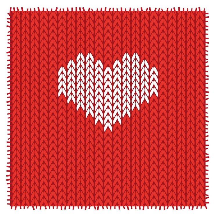 Vector sombrero ropa de invierno corazón cálido amor tejer patrón navidad x-mas