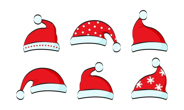 Vector sombrero de santa claus dibujos animados gorra de navidad icono de año nuevo traje de navidad fiesta de invierno pompom vector de vacaciones