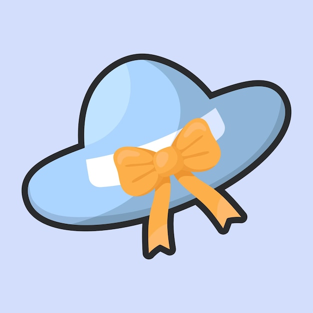 Sombrero solar azul con arco naranja con diseño vectorial plano de contorno