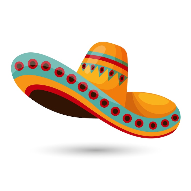 Vector sombrero sombrero mexicano con adornos. símbolo nacional de méxico. ilustración, vector