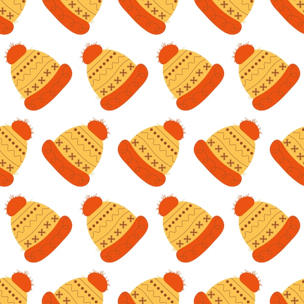 Sombrero de tejido de invierno más cálido patrón sin costura sombrero de tejedura Scandi Hygge fondo de vacaciones de temporada